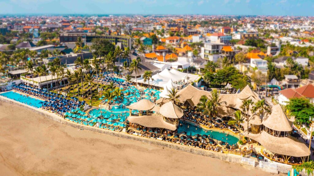 FINNS Beach Club Party VIP Drone Shot Canggu Bali
